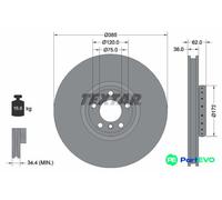 TEXTAR 2 X BRAKE DISC 92266525 FOR BMW