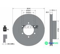 TEXTAR 2 X BRAKE DISC 92274903 FOR TOYOTA