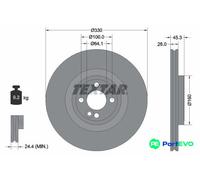 TEXTAR 2 X BRAKE DISC 92275403 FOR MINI