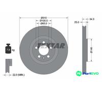 TEXTAR 2 X BRAKE DISC 92275905 FOR AUDI SEAT VW