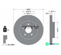 TEXTAR 2 X BRAKE DISC 92278803 FOR JEEP