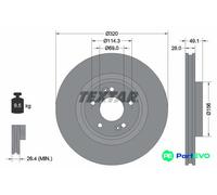 TEXTAR 2 X BRAKE DISC 92281803 FOR HYUNDAI KIA