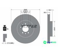 TEXTAR 2 X BRAKE DISC 92283205 FOR LAND ROVER