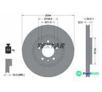TEXTAR 2 X BRAKE DISC 92287103