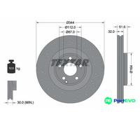 TEXTAR 2 X BRAKE DISC 92289905 FOR MERCEDES-BENZ