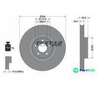 TEXTAR 2 X BRAKE DISC 92293505 FOR AUDI