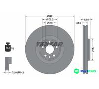 TEXTAR 2 X BRAKE DISC 92301805 FOR LAND ROVER