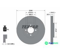 TEXTAR 2 X BRAKE DISC 92302303 FOR VW