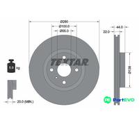 TEXTAR 2 X BRAKE DISC 92304205 FOR MAZDA