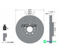TEXTAR 2 X BRAKE DISC 92304803 FOR FIAT