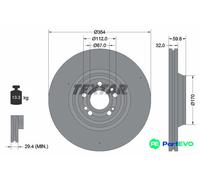 TEXTAR 2 X BRAKE DISC 92306005 FOR MERCEDES-BENZ