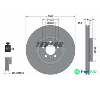 TEXTAR 2 X BRAKE DISC 92306405 FOR AUDI