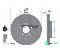 TEXTAR 2 X BRAKE DISC 92307705 FOR VW