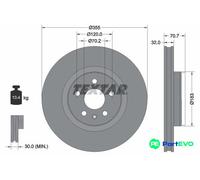 TEXTAR 2 X BRAKE DISC 92313905 FOR TESLA