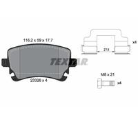 Brake Pads Full Set Of 4 Rear + Accessories 2332601 Textar Audi VW