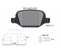 TEXTAR 2351703 Brake Pads Set Rear for 156 Lybra 147 GT Linea
