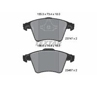 Textar Car Brake Pad Front Dimensions 73.4-74.8 x 155.3-156.5 For VW 2374702