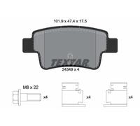 Textar 2434901 Rear Axle Disc Brake Pad Set Fits Fiat