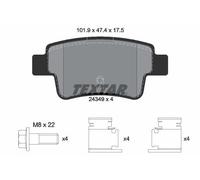 Textar 2434901 Rear Brake Pad Set Fits Abarth Fiat Grande Punto Evo