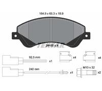 Textar Brake Pads 2448501 - Front Full Set of 4 with Caliper Screws & Wear Warning Contact (Ford)