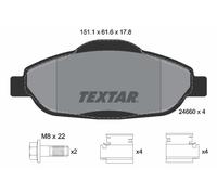 Textar Brake Pads 2466001 – Front Full Set (4) with Accessories – Genuine OE – Fits Peugeot