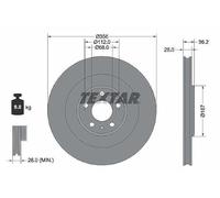 TEXTAR 92341205 2x Brake Discs Rear Ø356mm vented Compatible with PORSCHE Macan 95B 95B615601 98200 3412 0 1 PRO+ 95B615601D