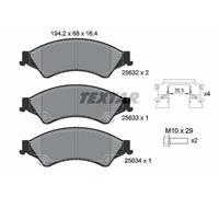 Textar Front Brake Pad Set 2563201 - Full Set of 4, Acoustic Wear Warning - Fits Ford Ranger