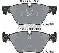 Front Brake Pad Set Prepared For Wear Indicator Fits BMW 5 Series TEXTAR 2469701