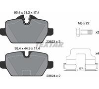 Brake Pads Full Set Of 4 Rear + Accessories 2362303 Textar BMW