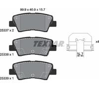 Textar 2533703 Rear Axle Disc Brake Pad Set Fits Hyundai Kia