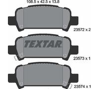 Brake Pad Set Rear Akebono System 108.5mm Width Fits Subaru TEXTAR 2357202