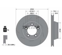 Textar Rear Left Brake Disc 330mm Vented Slotted Fits Porsche Panamera Coated