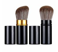 Textention Retractable Foundation Makeup Brushes, Travel Kabuki Powder Brush Set Face Blush Brushes for Blending Liquid, Bronzer, Buffing, Cream, Flawless Powder Cosmetics (2 Pack)