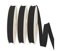 TEXTEX = 20mm Wide Bias Binding Tape. 50% Cotton and 50% Polyester. Pack of 3 Pieces of 10m Each - (Black/Black/Black)