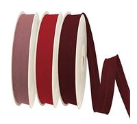 TEXTEX = 30mm Wide Bias Binding Tape. 50% Cotton and 50% Polyester. Pack of 3 Pieces of 10m Each - (Makeup/Ferrari Red/Garnet)