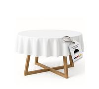 TextilDepot24 Damat Tablecloth, Round, 100% Cotton, White, (220 cm Round)