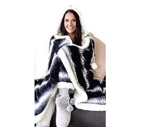 Textile Arena CHARCOAL HOODED SNUGGLE BLANKET SUPER SOFT FLEECE SHERPA REVERSE 130CM X 180CM snuggle hoodie