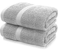 Textile Do 2 X Large Super Jumbo Bath Sheet Towels (Size: 85 x 165 cm)100% Egyptian Cotton Big Bath Sheets Super Absorbent and Quick Dry Body Wrap Towel (Silver, Cotton)