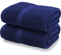 Textile Do 2 X Large Super Jumbo Bath Sheet Towels (Size: 85 x 165 cm)100 Percent Egyptian Cotton Big Bath Sheets Super Absorbent and Quick Dry Body Wrap Towel (Navy Blue, Cotton)