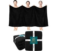 Textile Do 2 X Super Jumbo Charcoal Bath Sheets (100 x 200 cm) 100% Egyptian Cotton Extra Large Bath Sheet Towels Body Wrap Beach Towels (Black, 2)