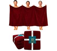 Textile Do 2 X Super Jumbo Charcoal Bath Sheets (100 x 200 cm) 100% Egyptian Cotton Extra Large Bath Sheet Towels Body Wrap Beach Towels (Red, 2)