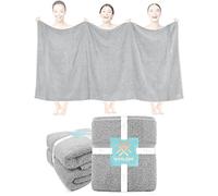 Textile Do 2 X Super Jumbo Charcoal Bath Sheets (100 x 200 cm) 100% Egyptian Cotton Extra Large Bath Sheet Towels Body Wrap Beach Towels (Silver, 2)