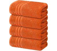 Textile Do 4 X Large Bath Towels 100% Egyptian Cotton High Absorbent 500 GSM Hotel Quality Jumbo Bath Towel Set (4, Orange)
