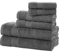 Textile Do 6 Piece Cotton Towel Bale Set -600 GSM- 100% Egyptian Cotton Face Hand Bath Towels Pack Quick Dry & Absorbent Towel for Gym, Spa, (Charcoal, Cotton)