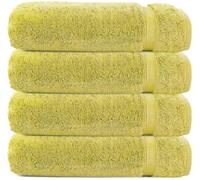 Textile Do 800GSM Luxury Face Hand Towels Set 100% Egyptian Cotton Flannels Wash Cloths Super Soft Thick Gym/Spa/Hairdresser/Saloon & Fingertip Towels (Lemon, 4x Face Cloths)