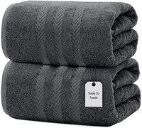 Textile Do Extra Large Jumbo Towel Bath Sheet (100 x 200 cm-600 GSM) Pure Egyptian Cotton Big Bath Sheets (Charcoal, 2)