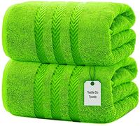 Textile Do Extra Large Jumbo Towel Bath Sheet (100 x 200 cm-600 GSM) Pure Egyptian Cotton Big Bath Sheets (Lime Green, 2)