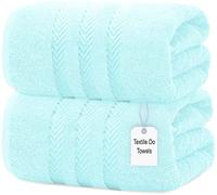 Textile Do Extra Large Jumbo Towel Bath Sheet (100 x 200 cm-600 GSM) Pure Egyptian Cotton Big Bath Sheets (Aqua, 2)