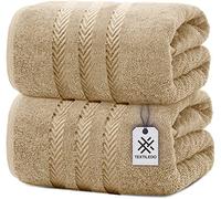 Textile Do Extra Large Jumbo Towel Bath Sheet (100 x 200 cm-600 GSM) Pure Egyptian Cotton Big Bath Sheets (Latte, 2)