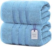 Textile Do Extra Large Jumbo Towel Bath Sheet (100 x 200 cm-600 GSM) Pure Egyptian Cotton Big Bath Sheets (2, Sky Blue)